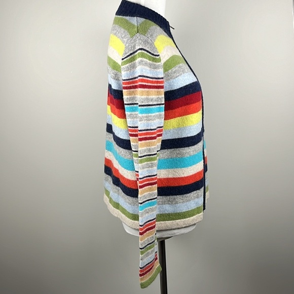 Express Jeans Lambswool Full Zip Stripe Multicolor Sweater Indie Y2K 90’s Sz L - Picture 5 of 14